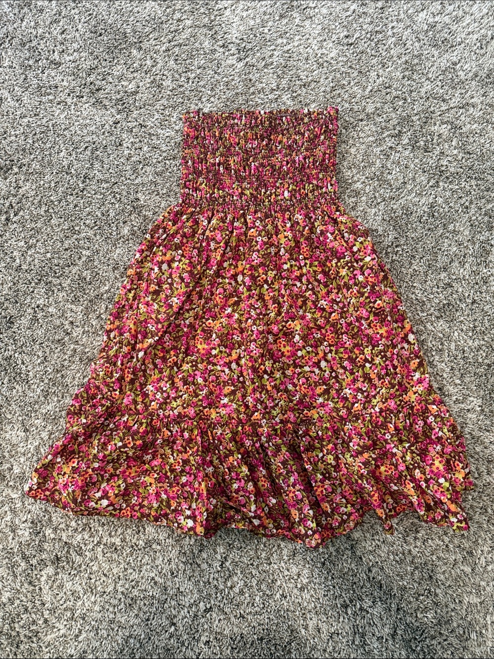 Moda International Strapless Floral Sundress in Pink, Yellow, Green